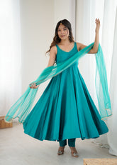 Rama Green Romansilk Chanderi Suit Set
