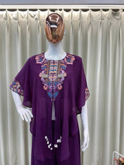 WINE NEW TRENDY THREE PIECE INDO WESTERN WITH SEQUENCE EMBROIDERED WORK