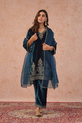 Royal Blue Velvet Set Elegant Ethnic Wear