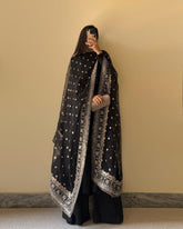Black Colour Sequence & Thred Work Plazoo & Embroidered Work Dupatta