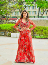 Red Rich Tibby Silk Thread With Sequence work & Digital Print Designer Sharara Set