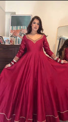 DESIGNER CHINNON SILK GOWN SET WITH PANT DUPATTA