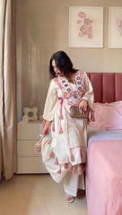 New Motifs Embroidered Mirror Work With Palazzo
