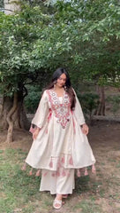 New Motifs Embroidered Mirror Work With Palazzo
