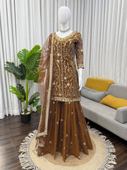 FANCY GEORGETTE SEQUENCE WORK SHARARA SUIT