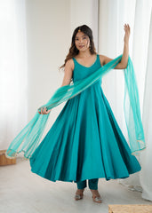 Rama Green Romansilk Chanderi Suit Set