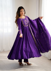 PURE ROMAN CHANDERI SILK ANARKALI