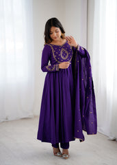 PURE ROMAN CHANDERI SILK ANARKALI