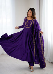 PURE ROMAN CHANDERI SILK ANARKALI