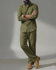 Luxe Shirt & Bottom Set Of Linen, Luxury And Style