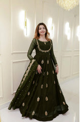 Mauve & Gold Zari Work Festive Anarkali Gown Set