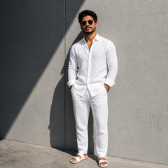 Terra Fit Shirt & Bottom Set Of Linen, Luxury And Style
