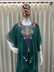 HUNTER GREEN NEW TRENDY THREE PIECE INDO WESTERN WITH SEQUENCE EMBROIDERED WORK