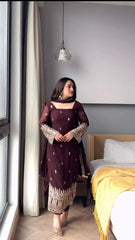 Faux Georgette With Thread & Sequence Work Kurta Pent Set