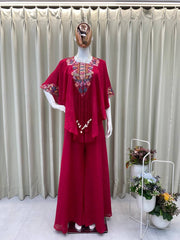 MARRON NEW TRENDY THREE PIECE INDO WESTERN WITH SEQUENCE EMBROIDERED WORK
