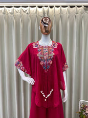 MARRON NEW TRENDY THREE PIECE INDO WESTERN WITH SEQUENCE EMBROIDERED WORK