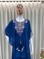 NAVY BLUE NEW TRENDY THREE PIECE INDO WESTERN WITH SEQUENCE EMBROIDERED WORK