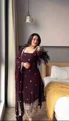 Faux Georgette With Thread & Sequence Work Kurta Pent Set