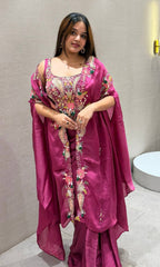 RANGOLI SILK INDO WESTERN SHRUG, DHOTI & BLOUSE WITH SEQUENCE EMBROIDERY WORK