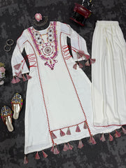 New Motifs Embroidered Mirror Work With Palazzo