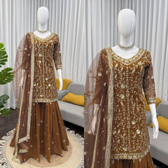 FANCY GEORGETTE SEQUENCE WORK SHARARA SUIT