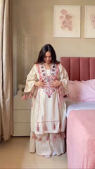 New Motifs Embroidered Mirror Work With Palazzo