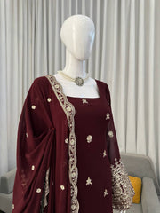 Faux Georgette With Thread & Sequence Work Kurta Pent Set